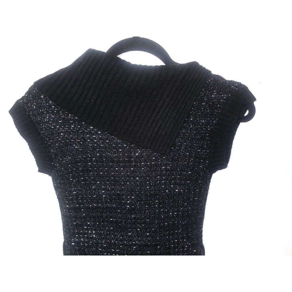 Girls Sweater Dress Cowl neck L (14/15) Black Shimmery Stretchy Envelope neck - Picture 4 of 8
